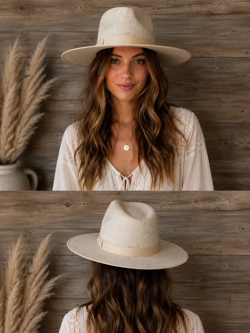 Lack Of Color Natural Wide Brim Fedora with Cream Band